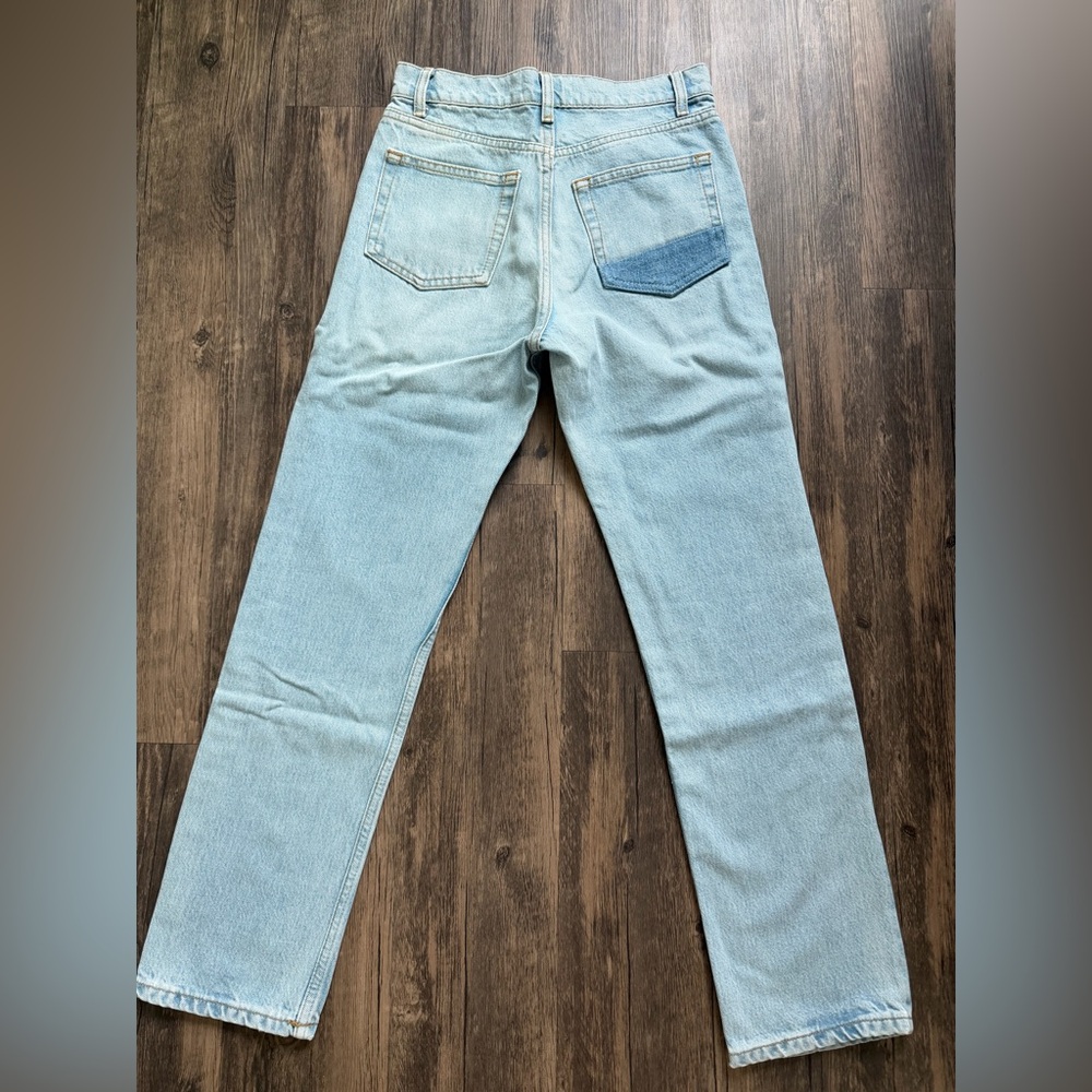 Reformation Light Blue Button-Fly Straight Jeans 25